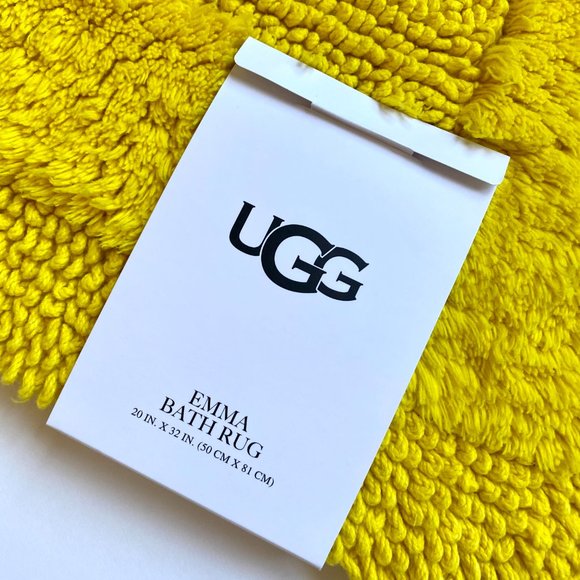 NWT UGG Bath Mat Bath Rug Yellow Cotton Reversible 20x32 in - Picture 5 of 6